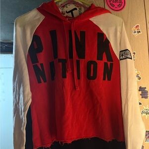 VS PINK CROP HOODIE, PINK NATION